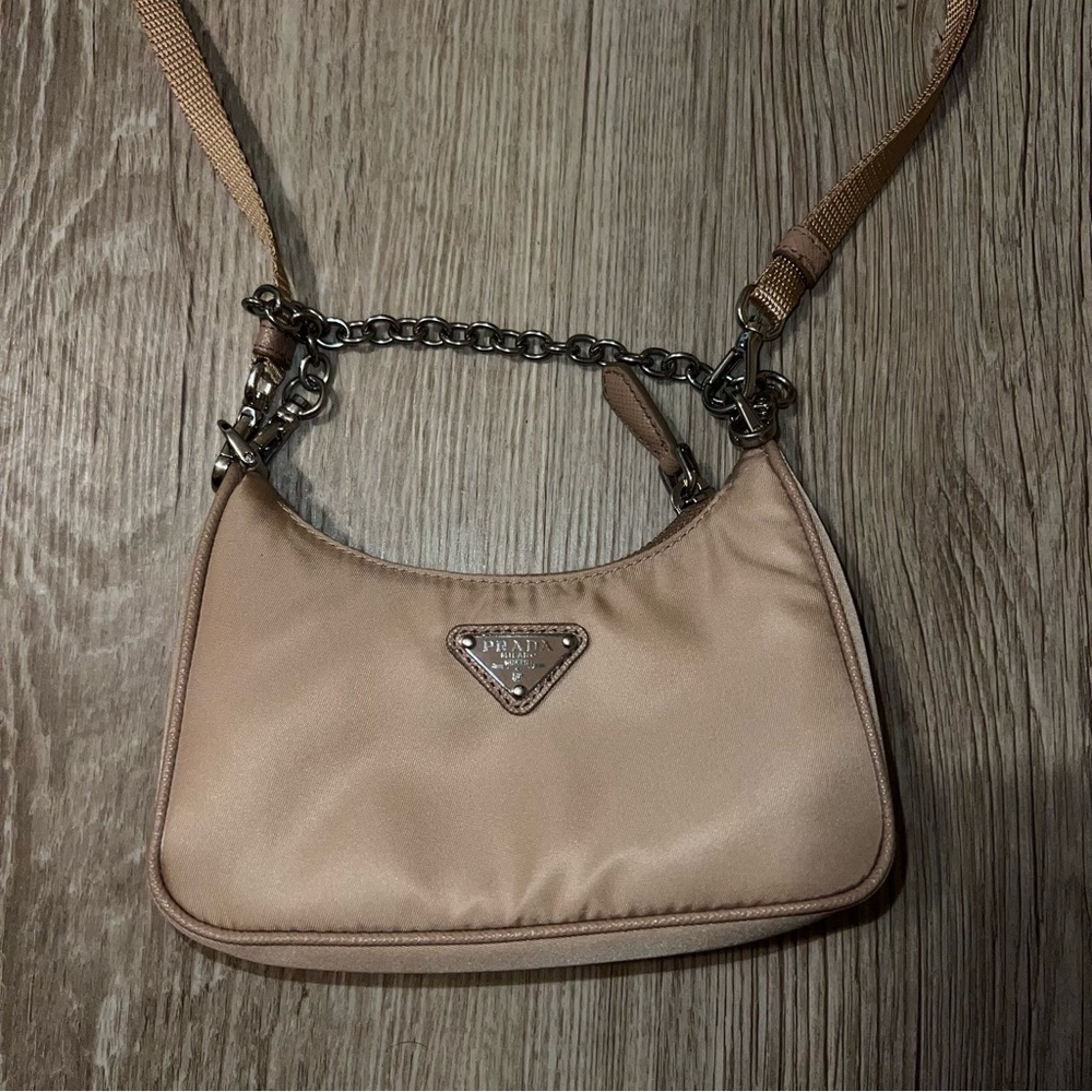 Prada Beige Tan Re-edition 2005 Nylon Mini Bag with Crossbody - Picture 8 of 9